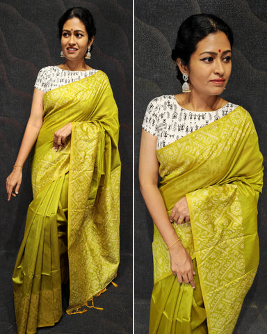 Silk cotton saree with unique border