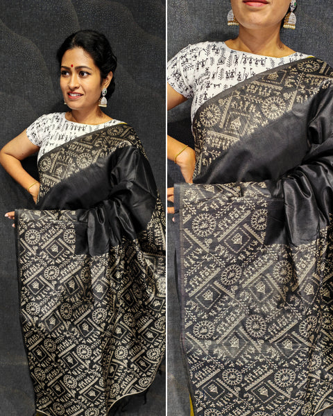 Silk cotton saree with unique border