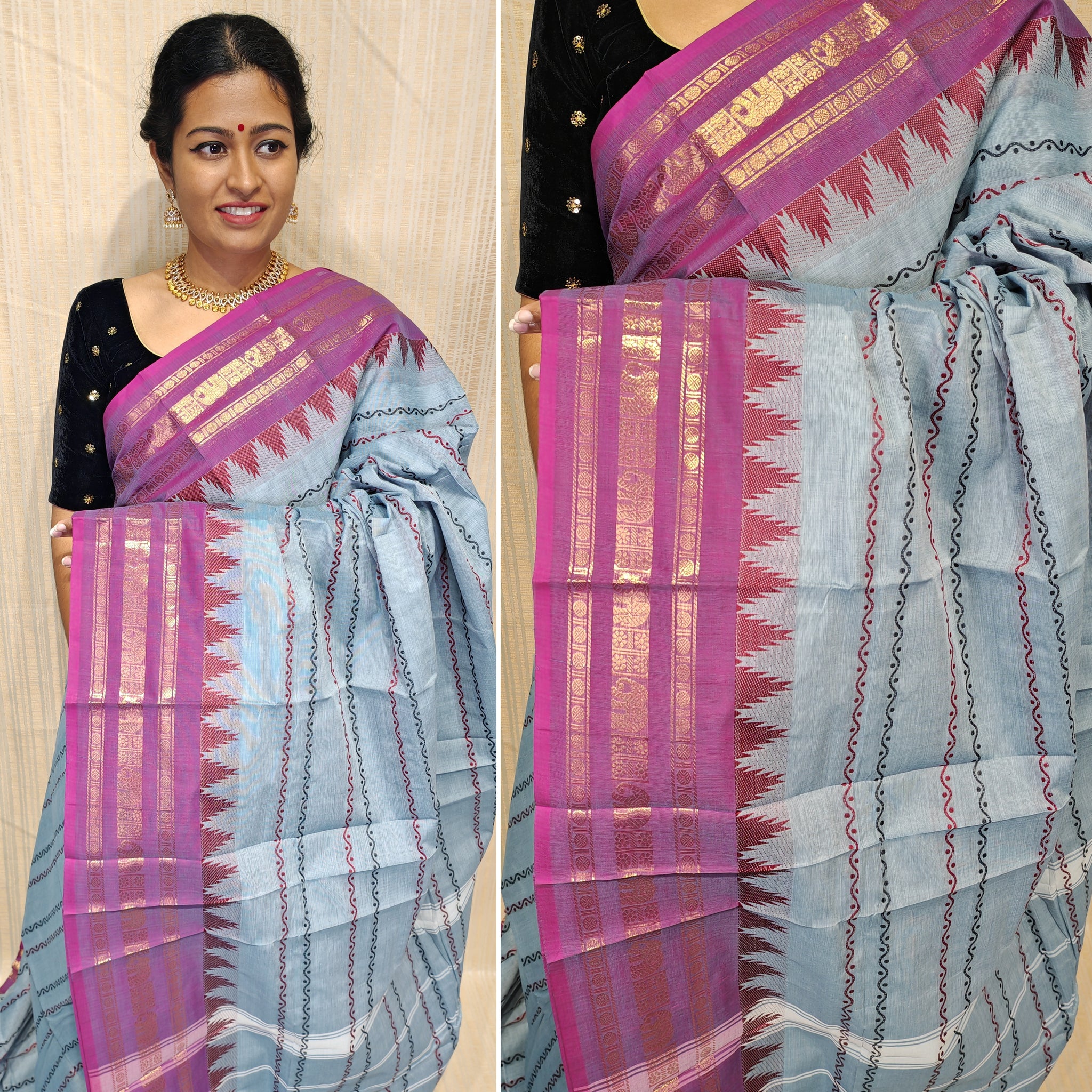 Pure cotton saree in Velthari design