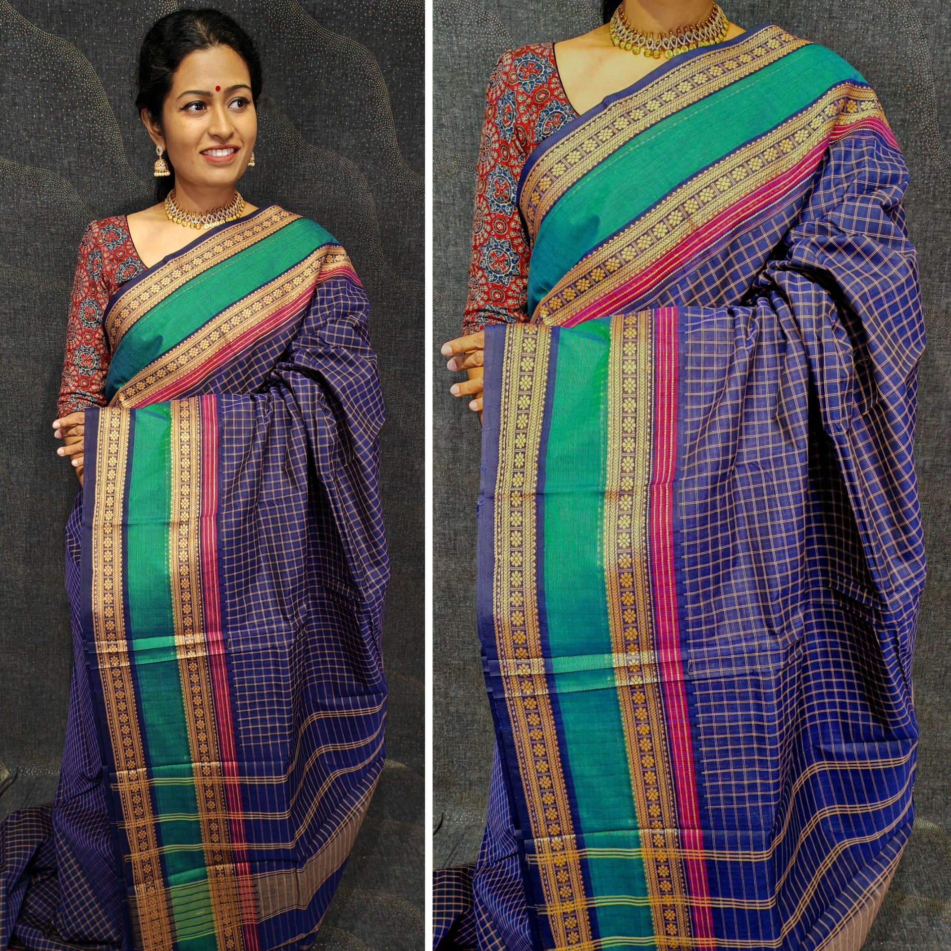 Pure cotton saree in kattam design