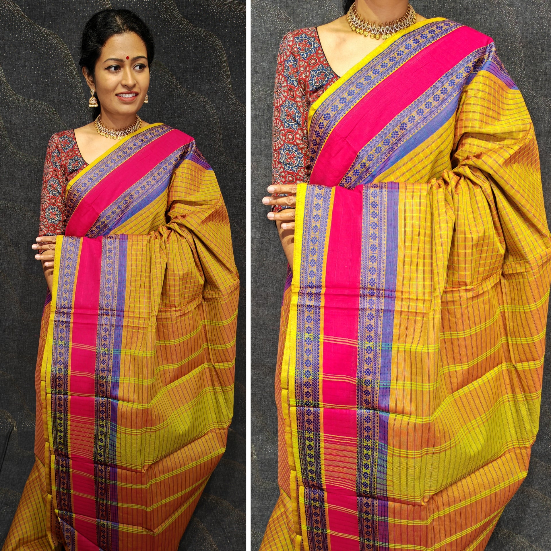 Pure cotton saree in kattam design