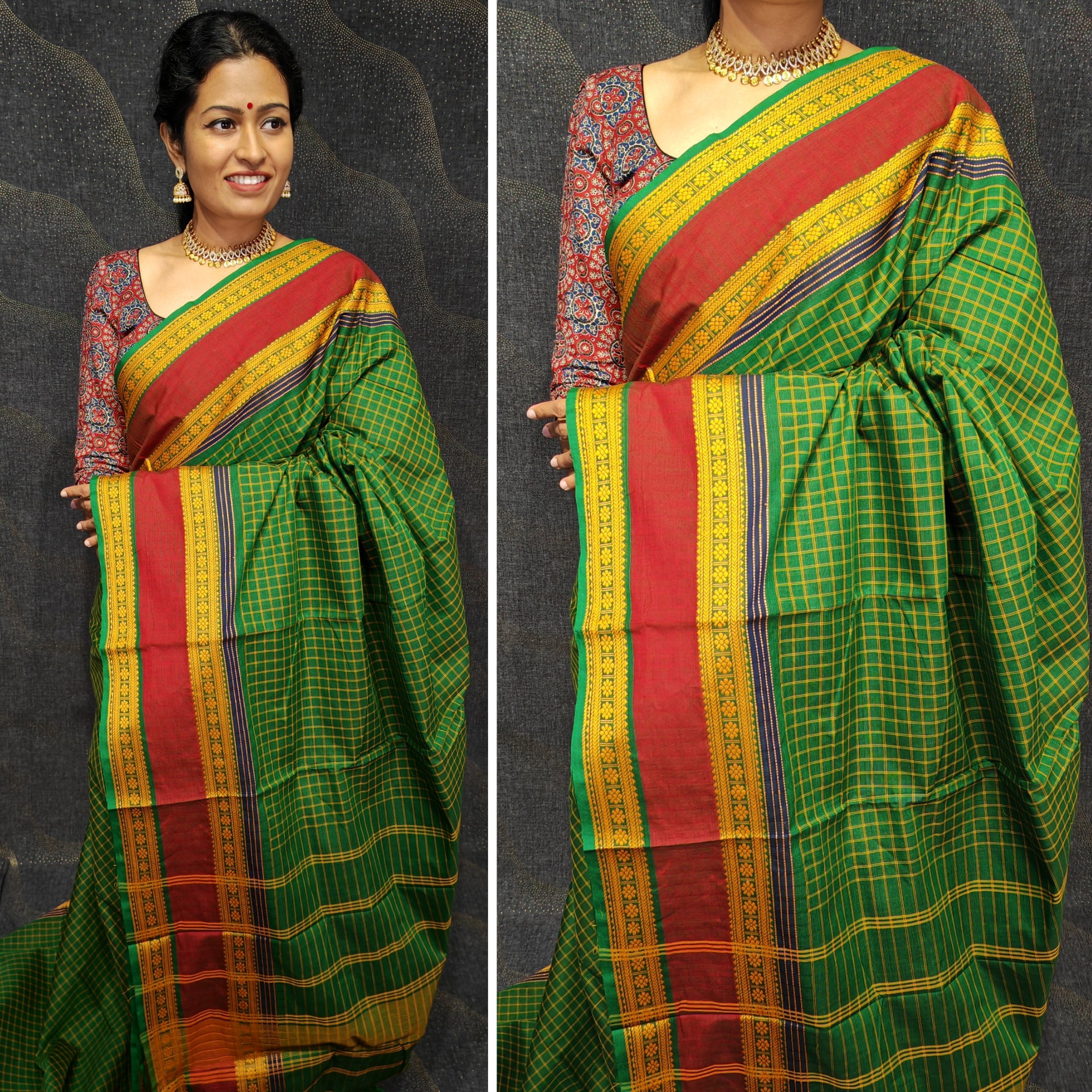 Pure cotton saree in kattam design