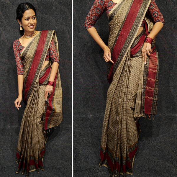 Pure cotton saree in kattam design