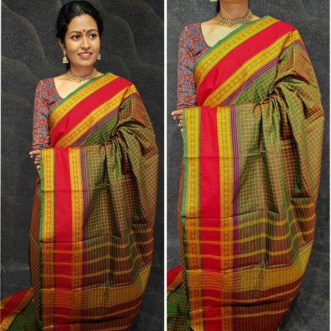 Pure cotton saree in kattam design