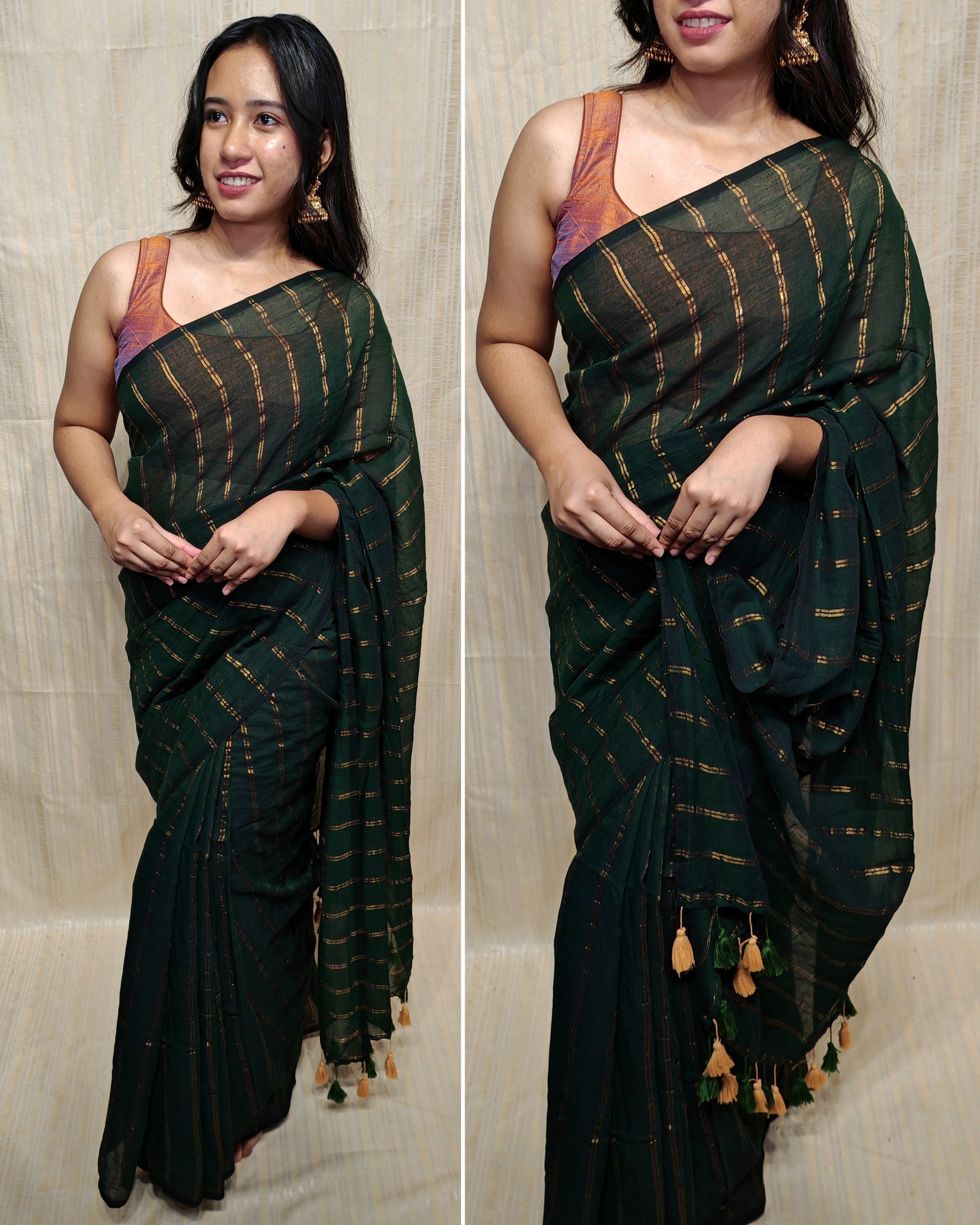 Soft mul cotton saree (Zari stripe)