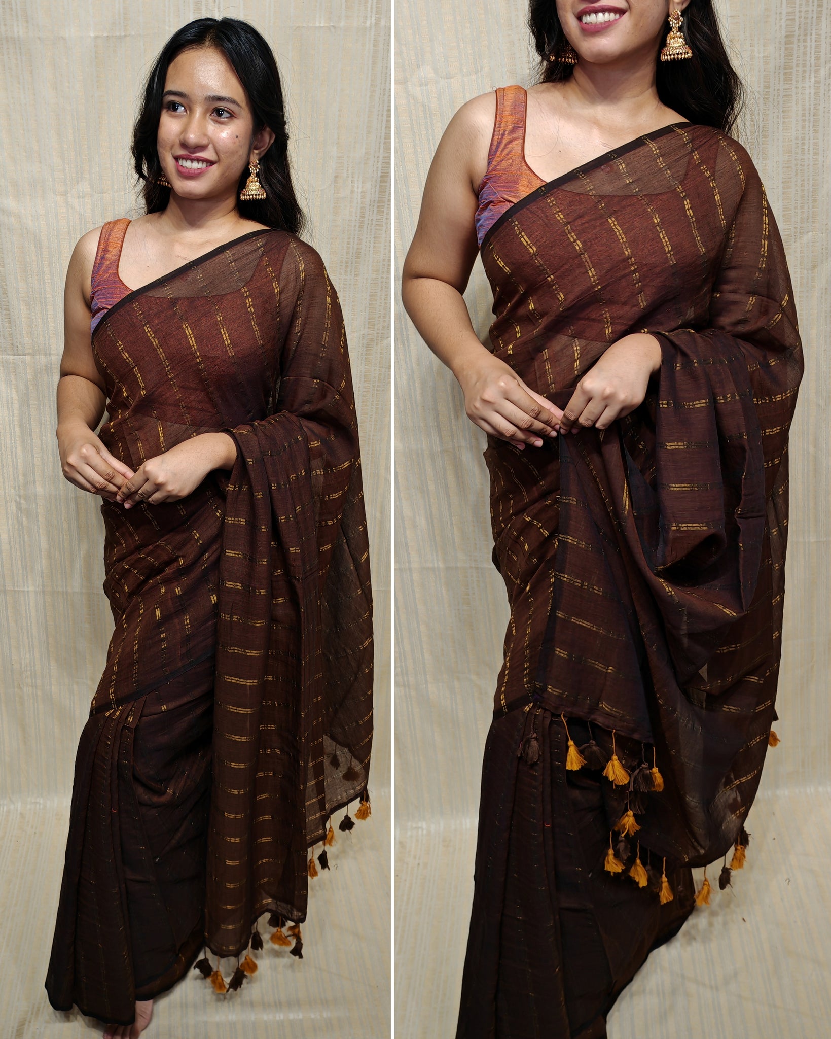 Soft mul cotton saree (Zari stripe)