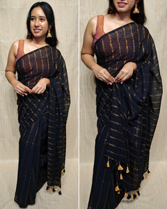 Soft mul cotton saree (Zari stripe)