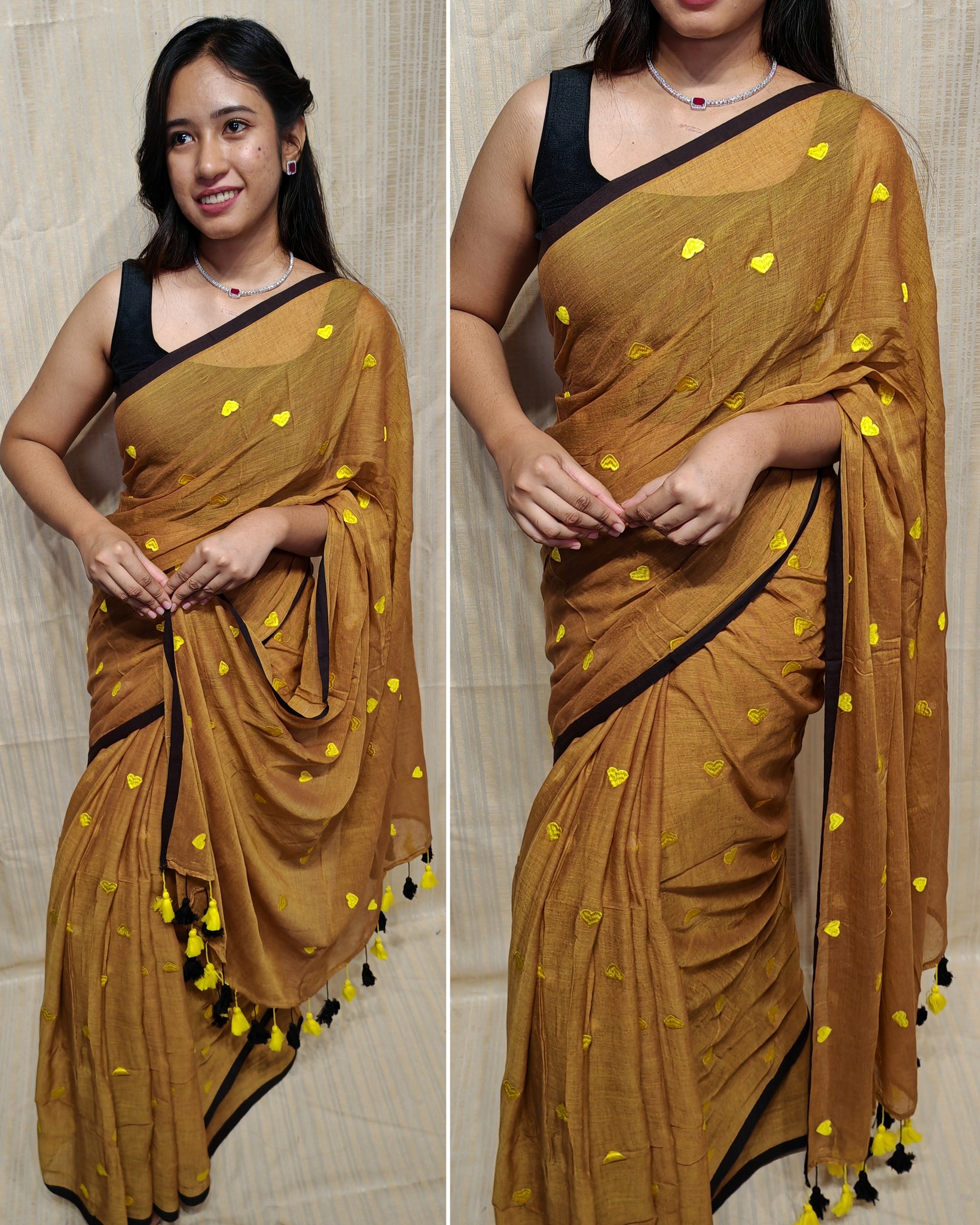 Soft mul cotton saree heart design