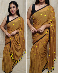 Soft mul cotton saree heart design