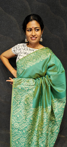 Silk cotton saree with unique border