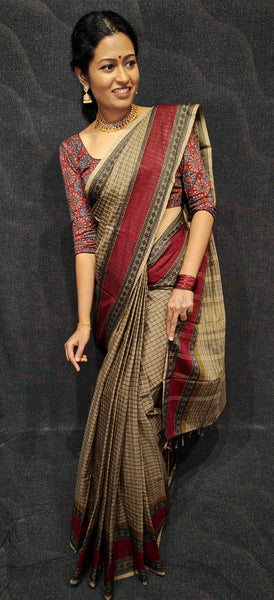 Pure cotton saree in kattam design