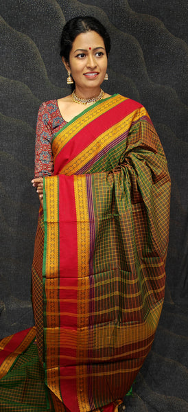 Pure cotton saree in kattam design