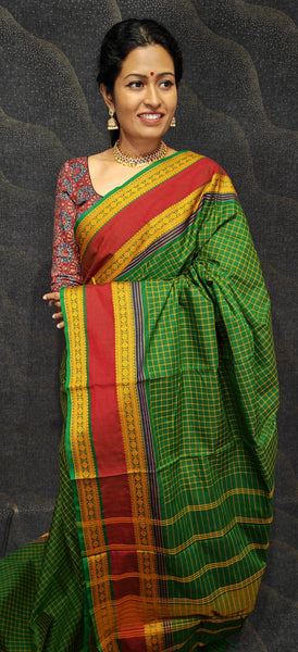 Pure cotton saree in kattam design