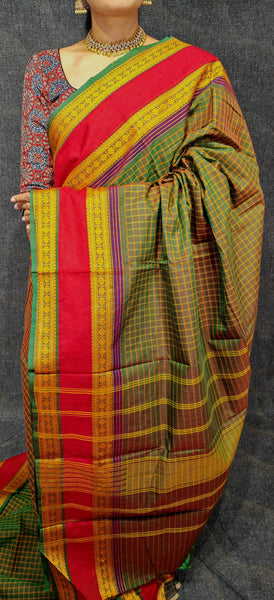 Pure cotton saree in kattam design