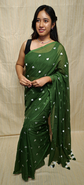 Soft mul cotton saree heart design