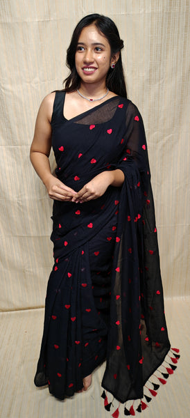 Soft mul cotton saree heart design