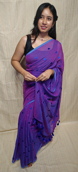 Soft mul cotton saree heart design