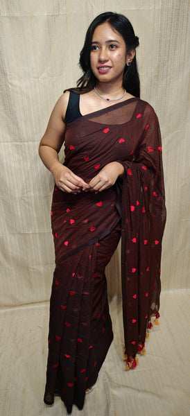 Soft mul cotton saree heart design