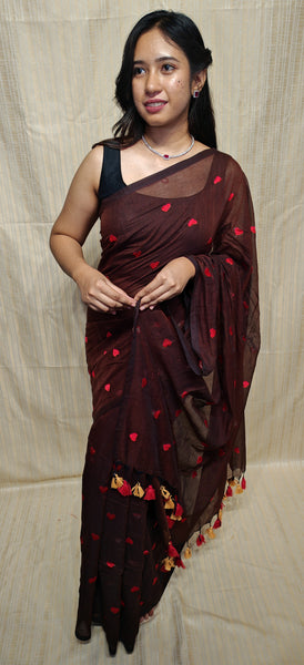 Soft mul cotton saree heart design