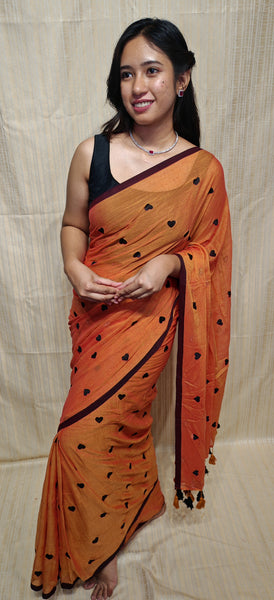 Soft mul cotton saree heart design