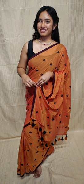 Soft mul cotton saree heart design