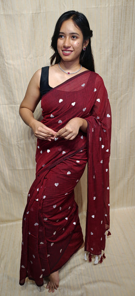 Soft mul cotton saree heart design