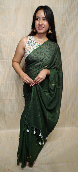 Soft mul cotton saree camki work