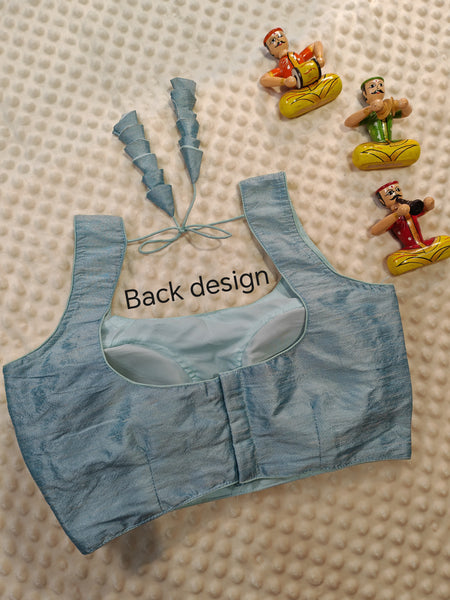 Readymade blouse in silk cotton (Sweet baby blue)