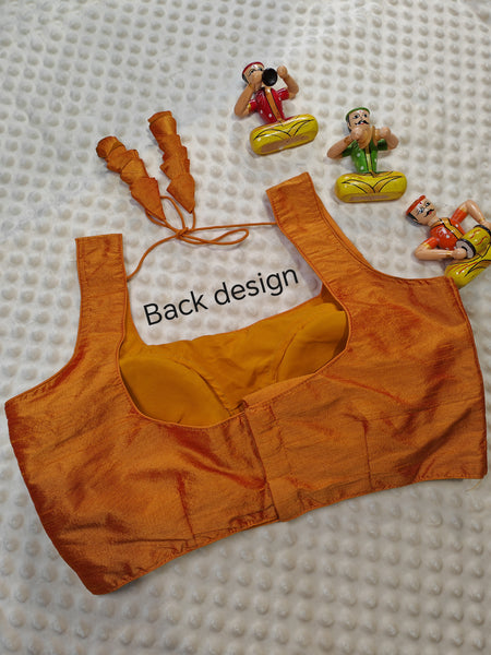 Readymade blouse in silk cotton (Golden orange)