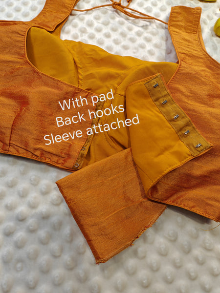 Readymade blouse in silk cotton (Golden orange)