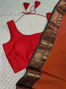 Readymade blouse in silk cotton (Chili red)