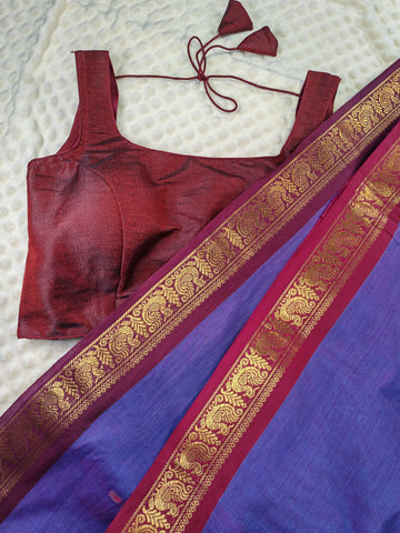 Readymade blouse in silk cotton (Burgundy)