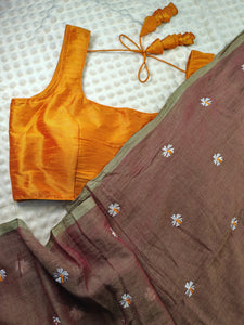 Readymade blouse in silk cotton (Golden orange)