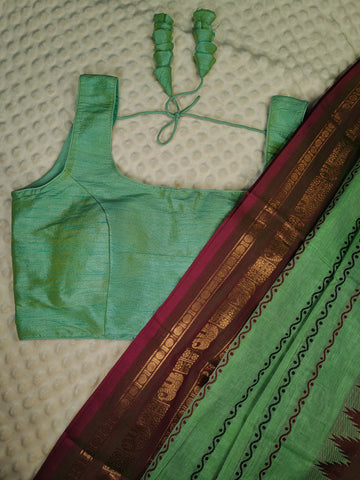 Readymade blouse in silk cotton (Sweet parrot green)