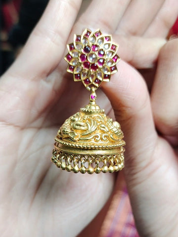 Premium high quality golden jumka (1 pair)